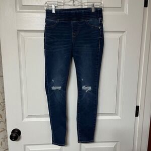 Old Navy Rockstar Super Skinny Jeggings Mid Rise Distressed Blue Denim Womens 2P